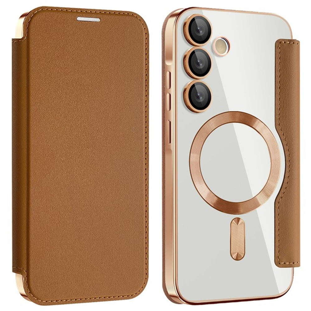 Capa MagSafe para Samsung Galaxy A35 5G A356, Techsuit, SmartMag Book, Castanha