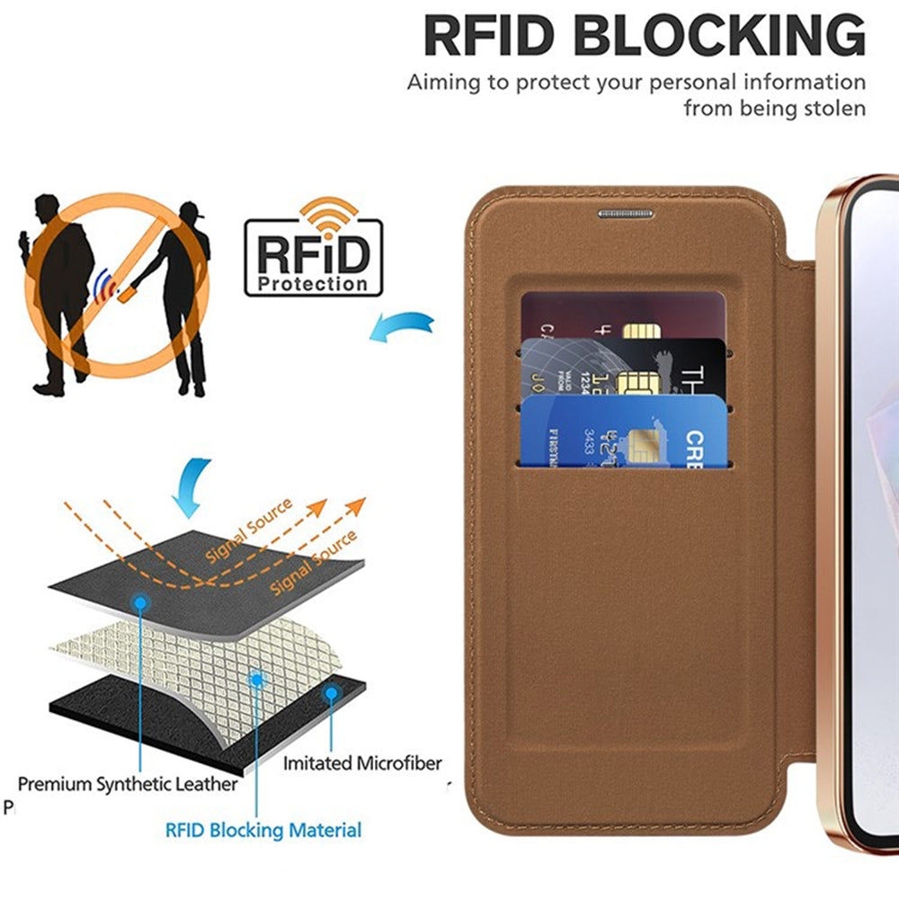 Capa MagSafe para Samsung Galaxy A35 5G A356, Techsuit, SmartMag Book, Castanha