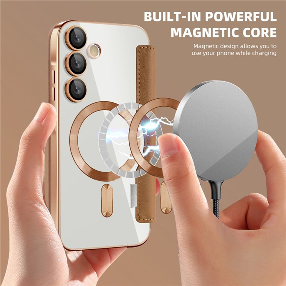Capa MagSafe para Samsung Galaxy A35 5G A356, Techsuit, SmartMag Book, Castanha