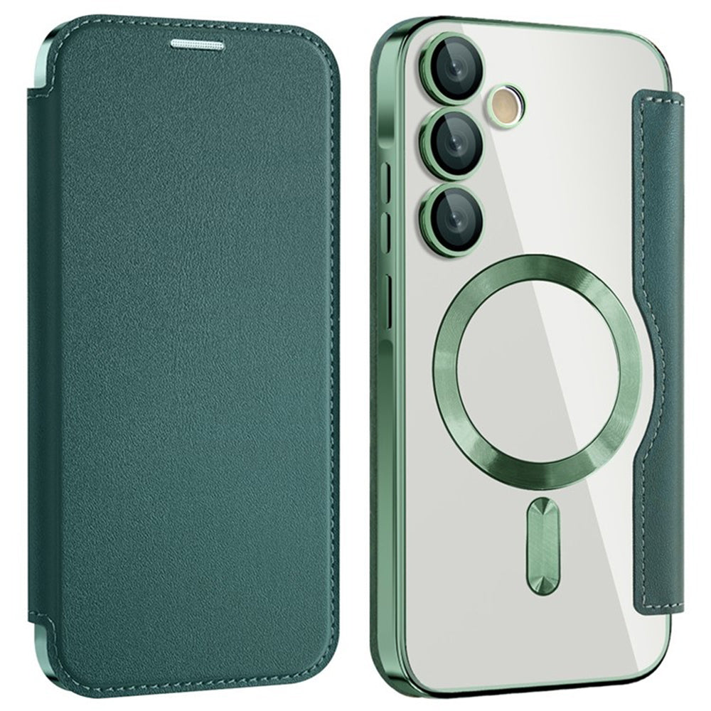 Capa MagSafe para Samsung Galaxy A35 5G A356, Techsuit, SmartMag Book, Verde