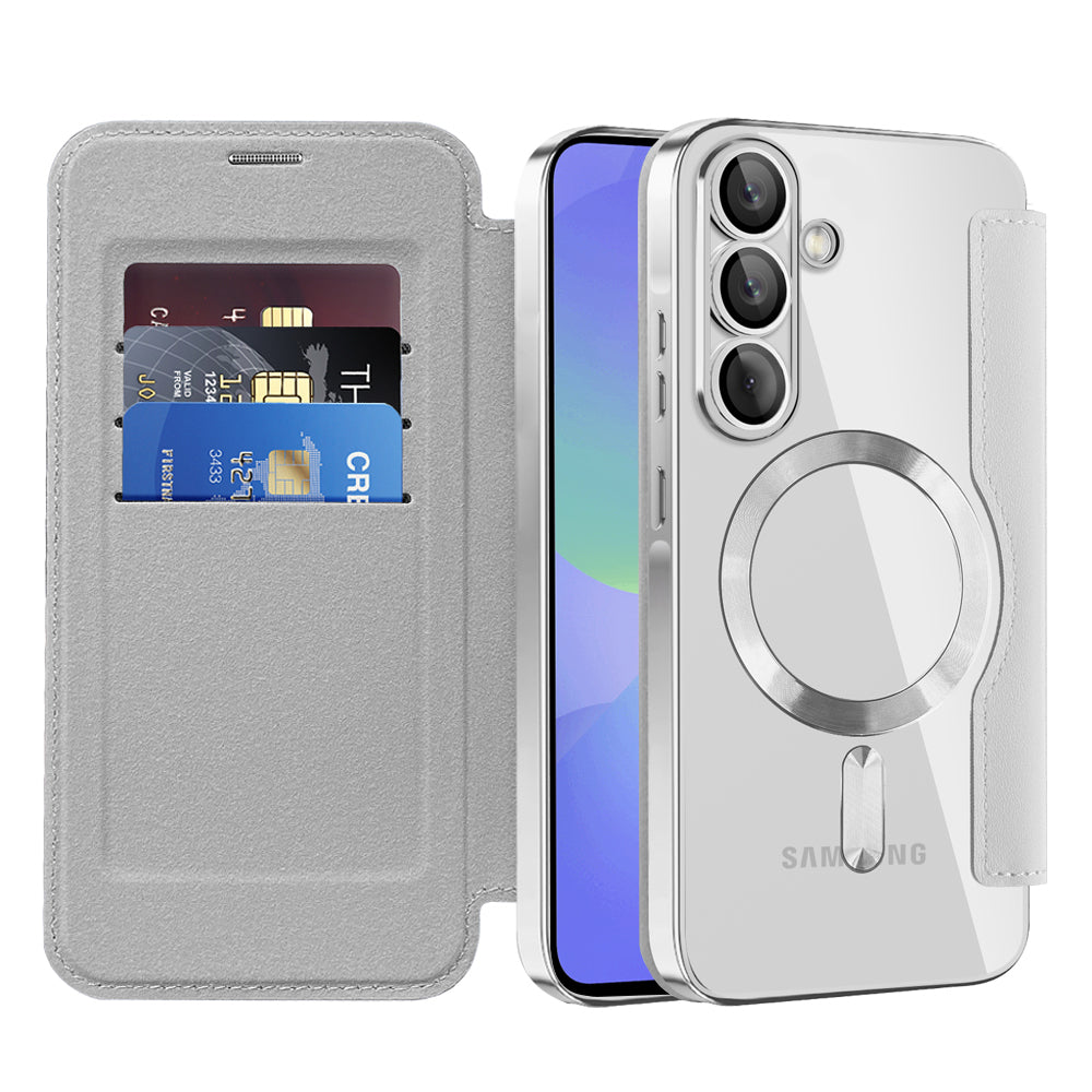 Capa MagSafe para Samsung Galaxy A36 A366, Techsuit, SmartMag Book, Cinzento