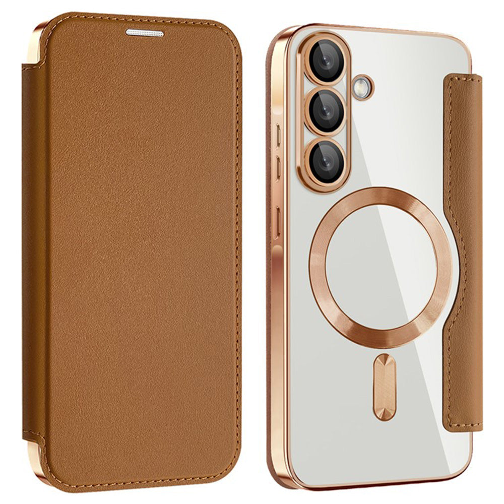 Capa MagSafe para Samsung Galaxy A36 A366, Techsuit, SmartMag Book, Castanha