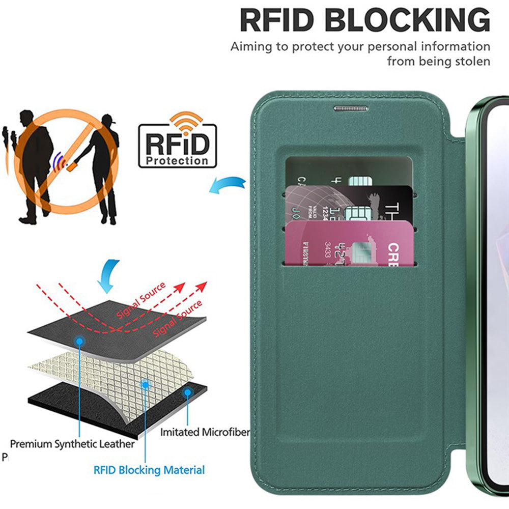Capa MagSafe para Samsung Galaxy A36 A366, Techsuit, SmartMag Book, Verde