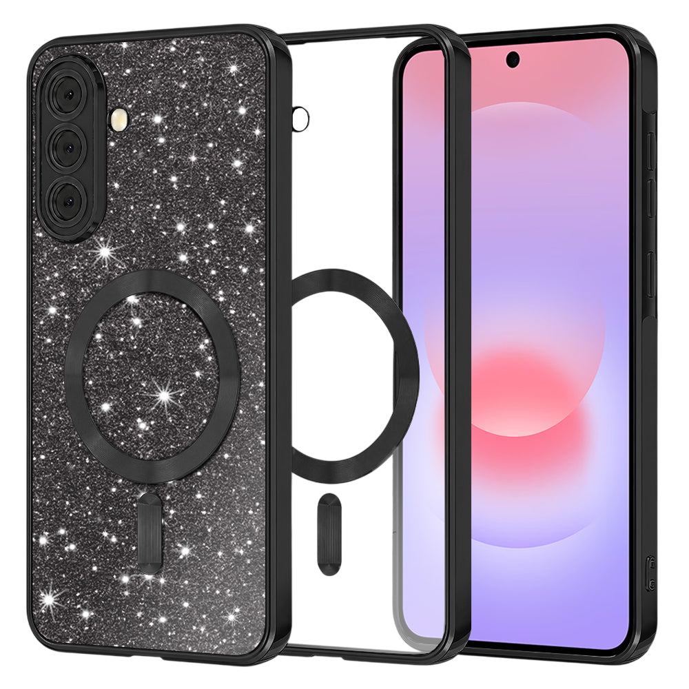 Capa MagSafe para Samsung Galaxy A37 5G, Techsuit, Luxury Glitter, Preta