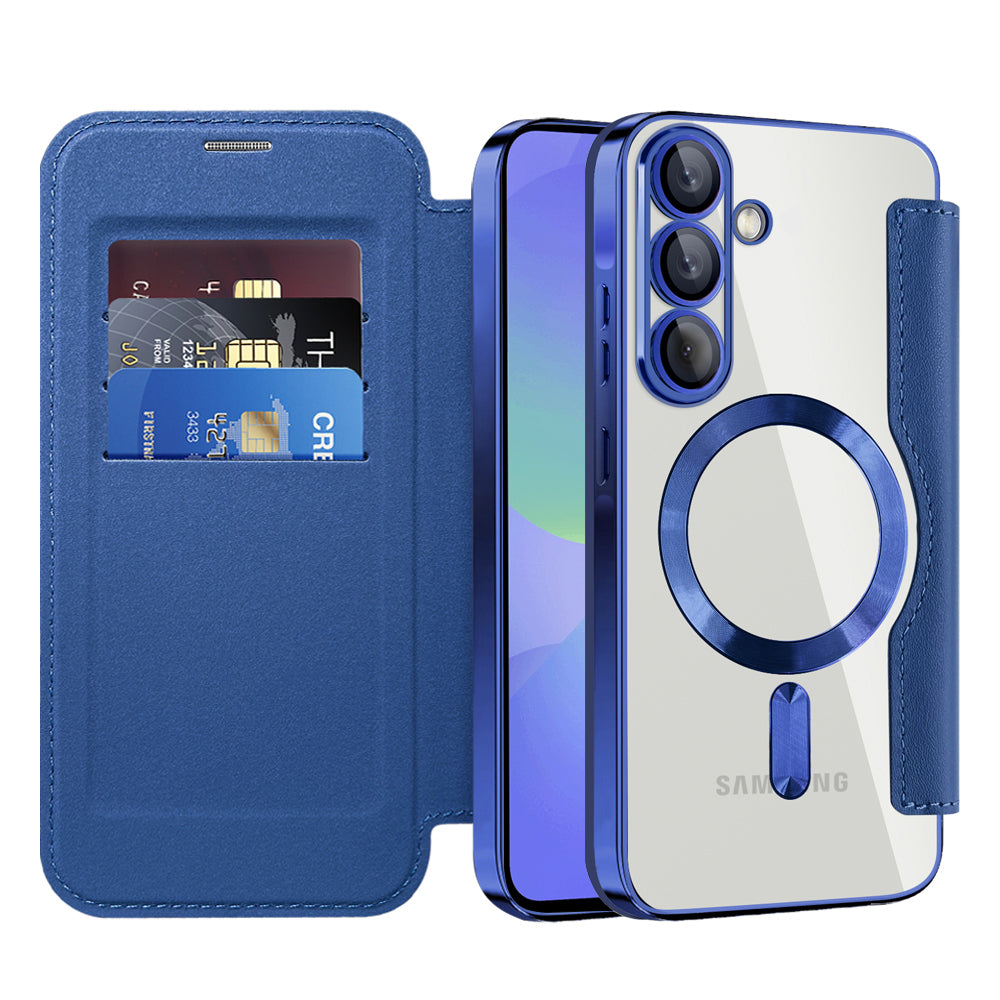 Capa MagSafe para Samsung Galaxy A37 5G, Techsuit, SmartMag Book, Azul