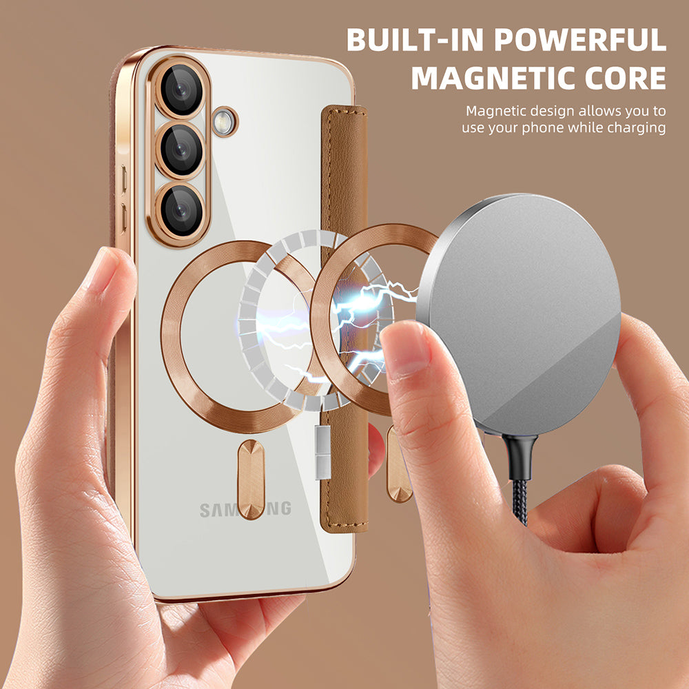 Capa MagSafe para Samsung Galaxy A37 5G, Techsuit, SmartMag Book, Castanho