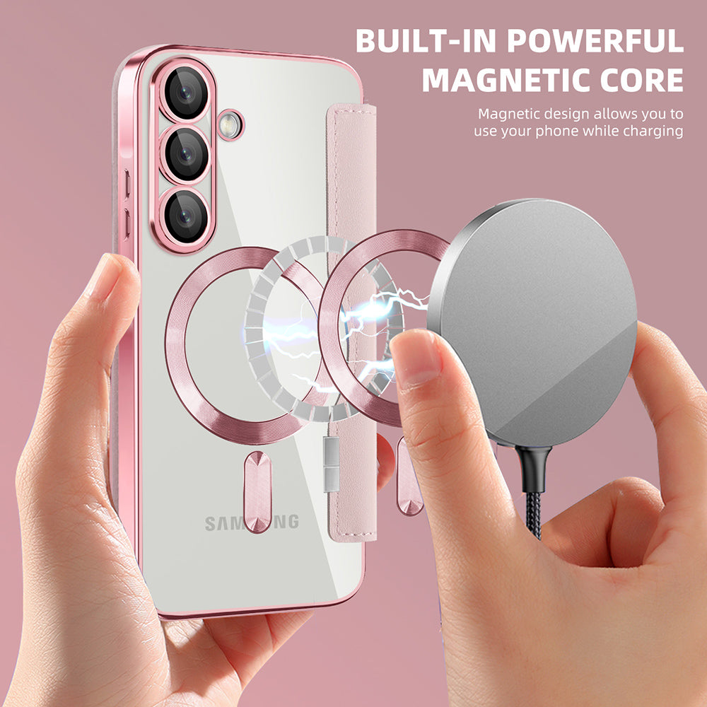 Capa MagSafe para Samsung Galaxy A37 5G, Techsuit, SmartMag Book, Rosa