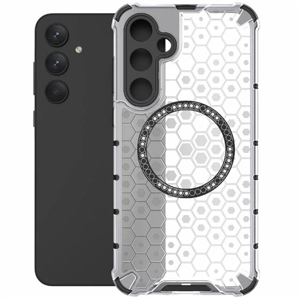 Capa MagSafe para Samsung Galaxy A55 5G A556, Techsuit, HoneyComb Shield, Branca