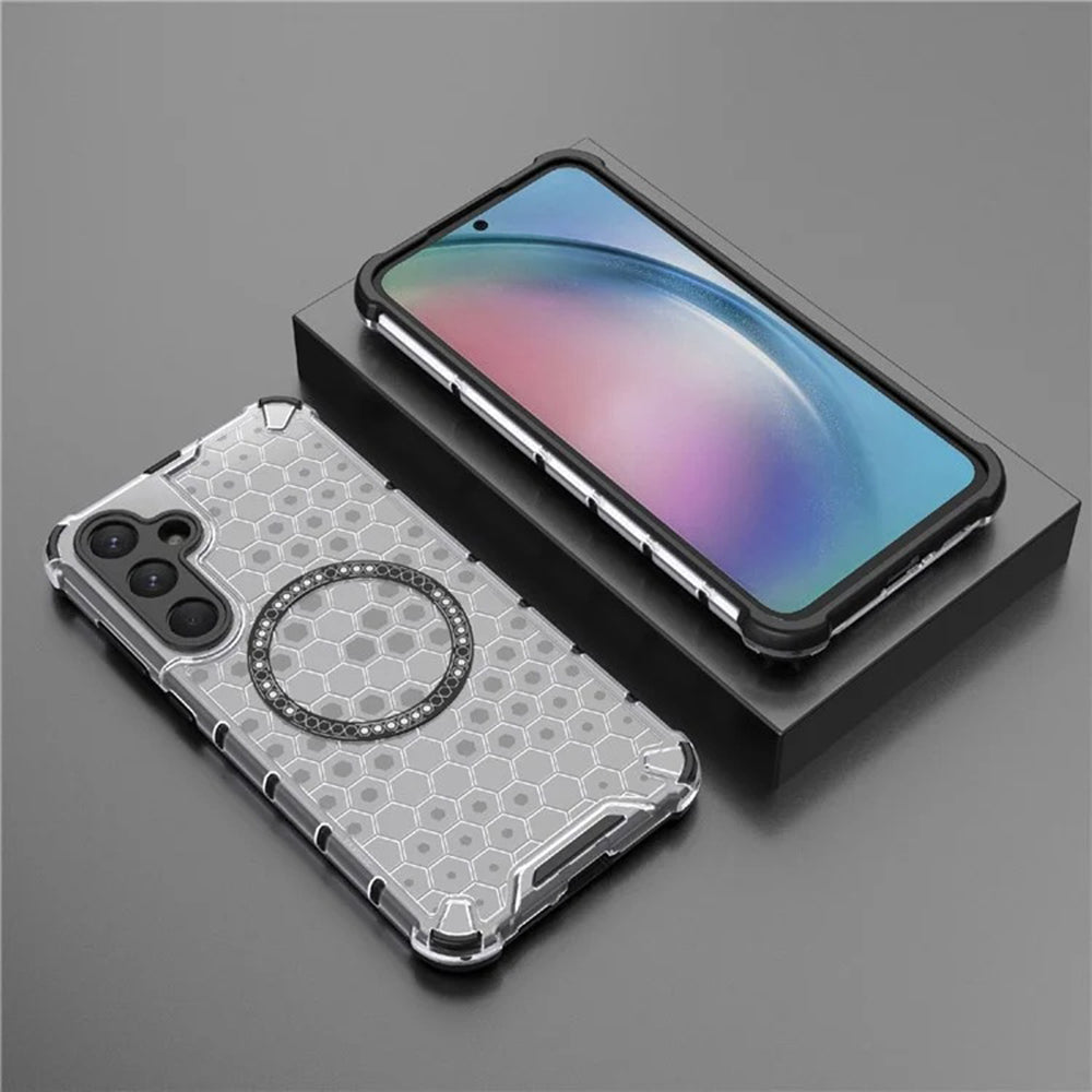 Capa MagSafe para Samsung Galaxy A55 5G A556, Techsuit, HoneyComb Shield, Branca