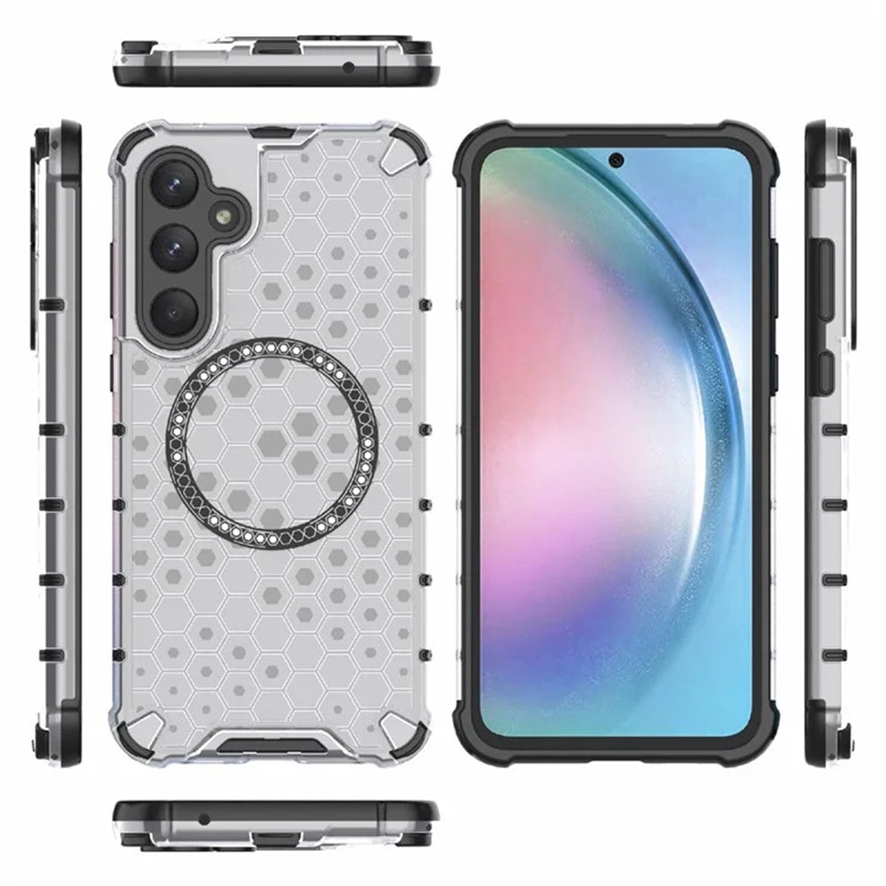 Capa MagSafe para Samsung Galaxy A55 5G A556, Techsuit, HoneyComb Shield, Branca