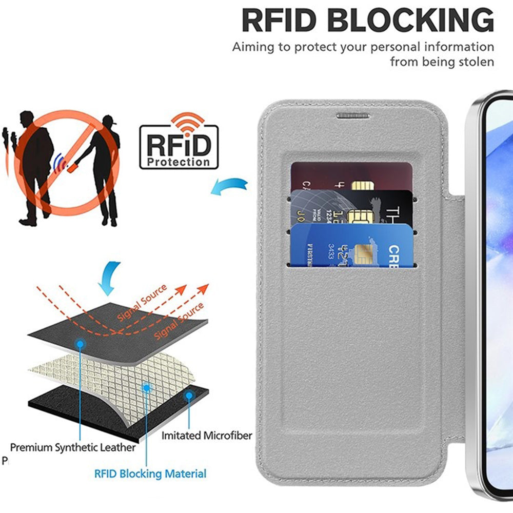 Capa MagSafe para Samsung Galaxy A55 5G A556, Techsuit, SmartMag Book, Cinzento
