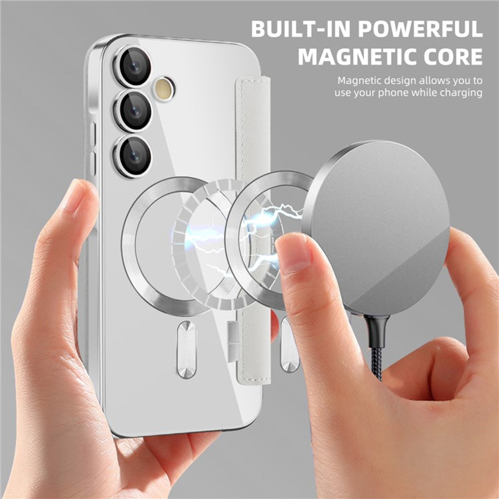Capa MagSafe para Samsung Galaxy A55 5G A556, Techsuit, SmartMag Book, Cinzento