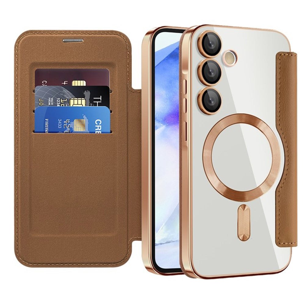 Capa MagSafe para Samsung Galaxy A55 5G A556, Techsuit, SmartMag Book, Castanha