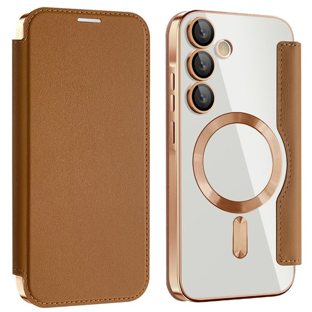 Capa MagSafe para Samsung Galaxy A55 5G A556, Techsuit, SmartMag Book, Castanha