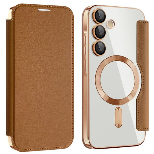 Capa MagSafe para Samsung Galaxy A55 5G A556, Techsuit, SmartMag Book, Castanha