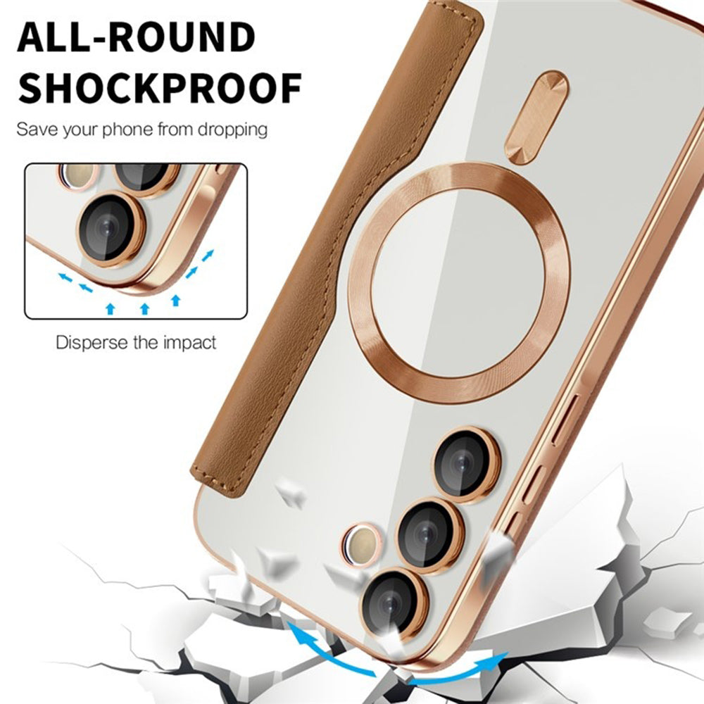 Capa MagSafe para Samsung Galaxy A55 5G A556, Techsuit, SmartMag Book, Castanha