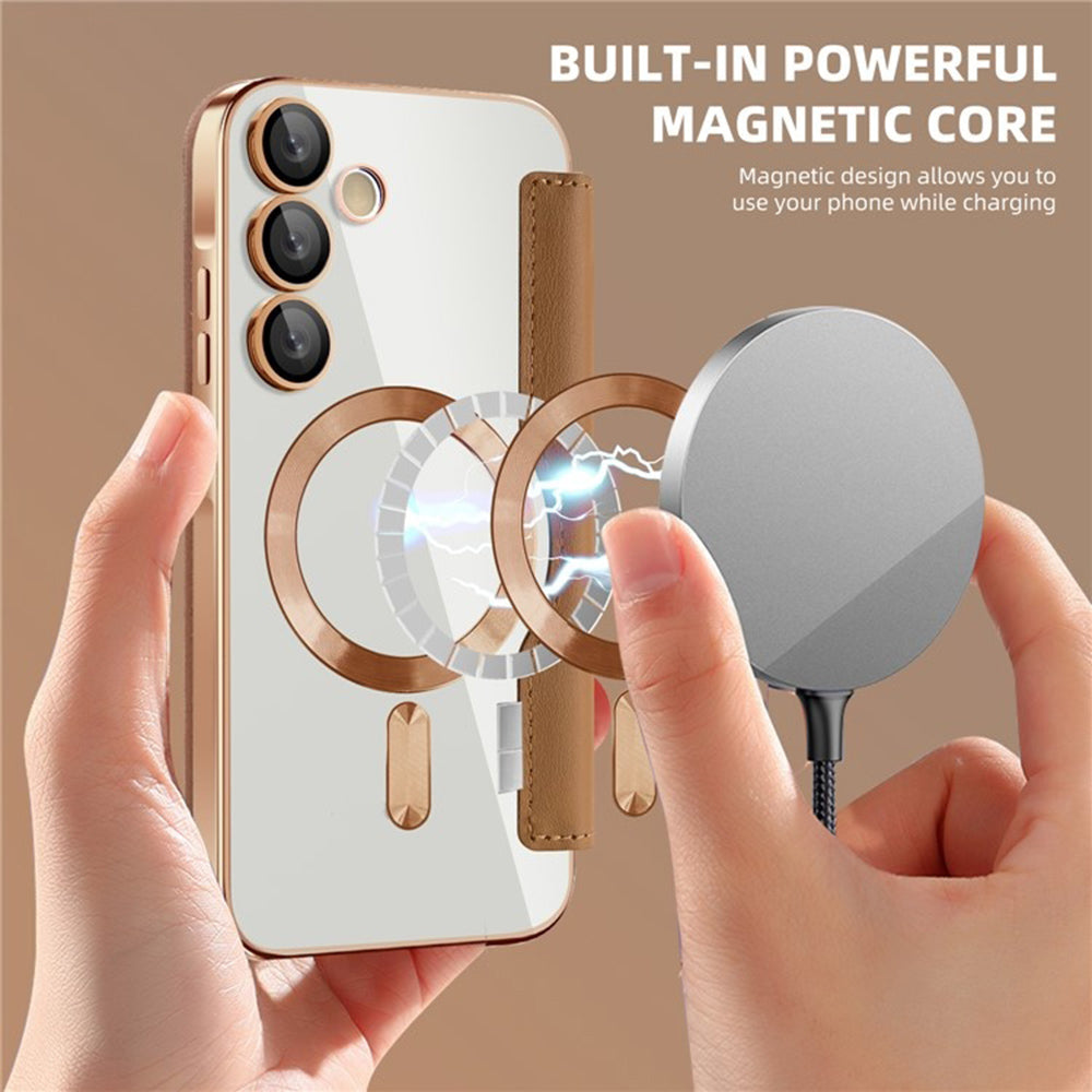 Capa MagSafe para Samsung Galaxy A55 5G A556, Techsuit, SmartMag Book, Castanha