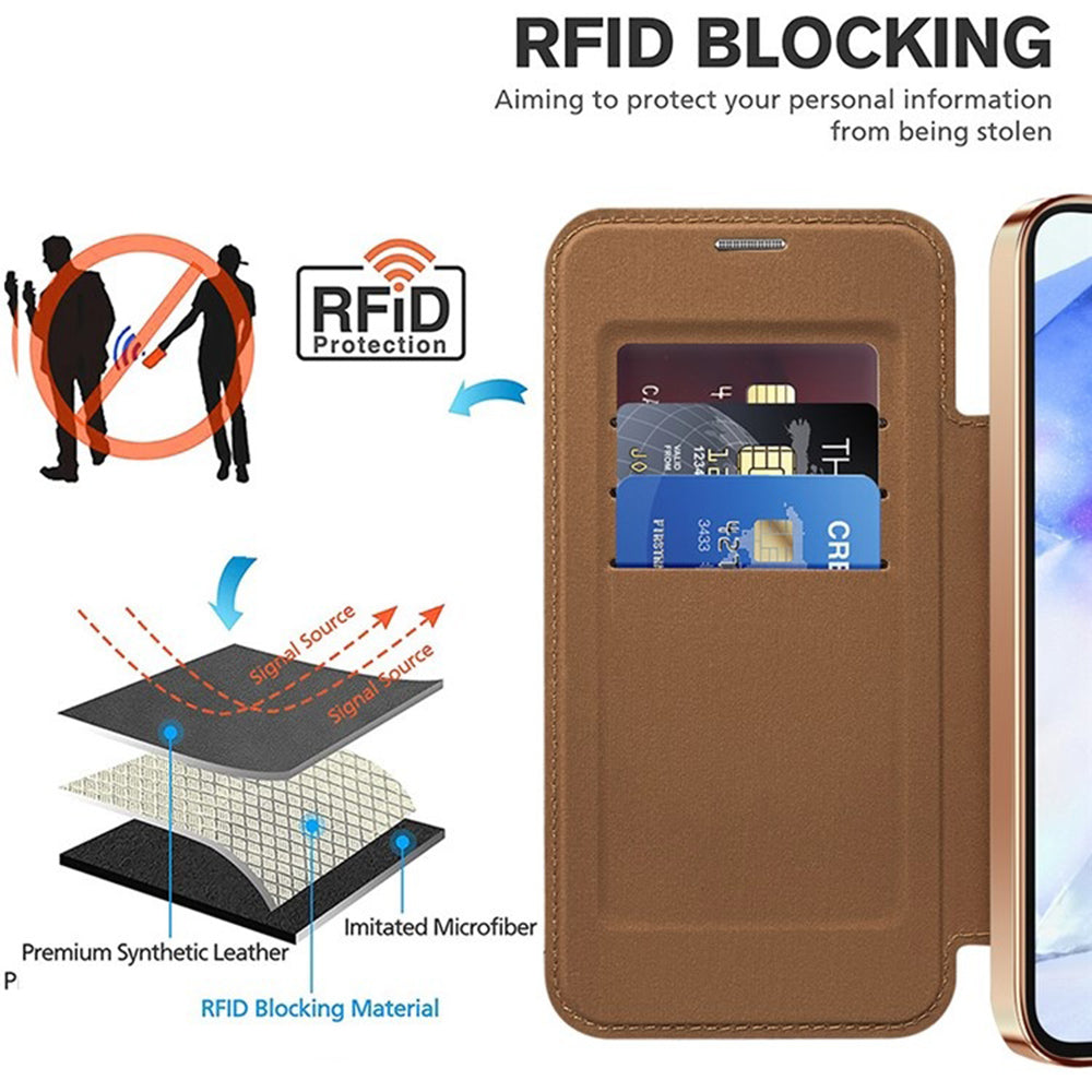 Capa MagSafe para Samsung Galaxy A55 5G A556, Techsuit, SmartMag Book, Castanha