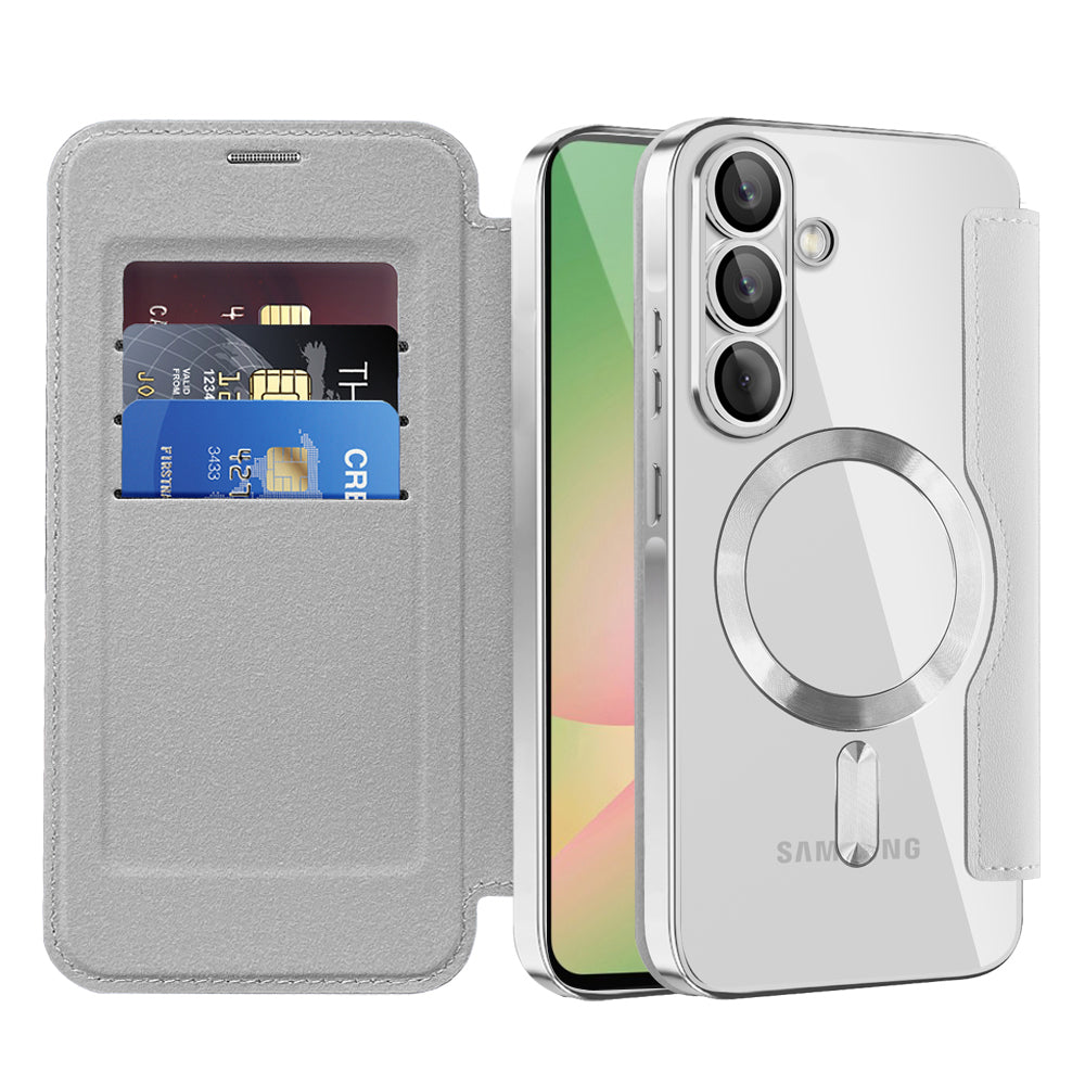 Capa MagSafe para Samsung Galaxy A56 A566, Techsuit, SmartMag Book, Cinzento