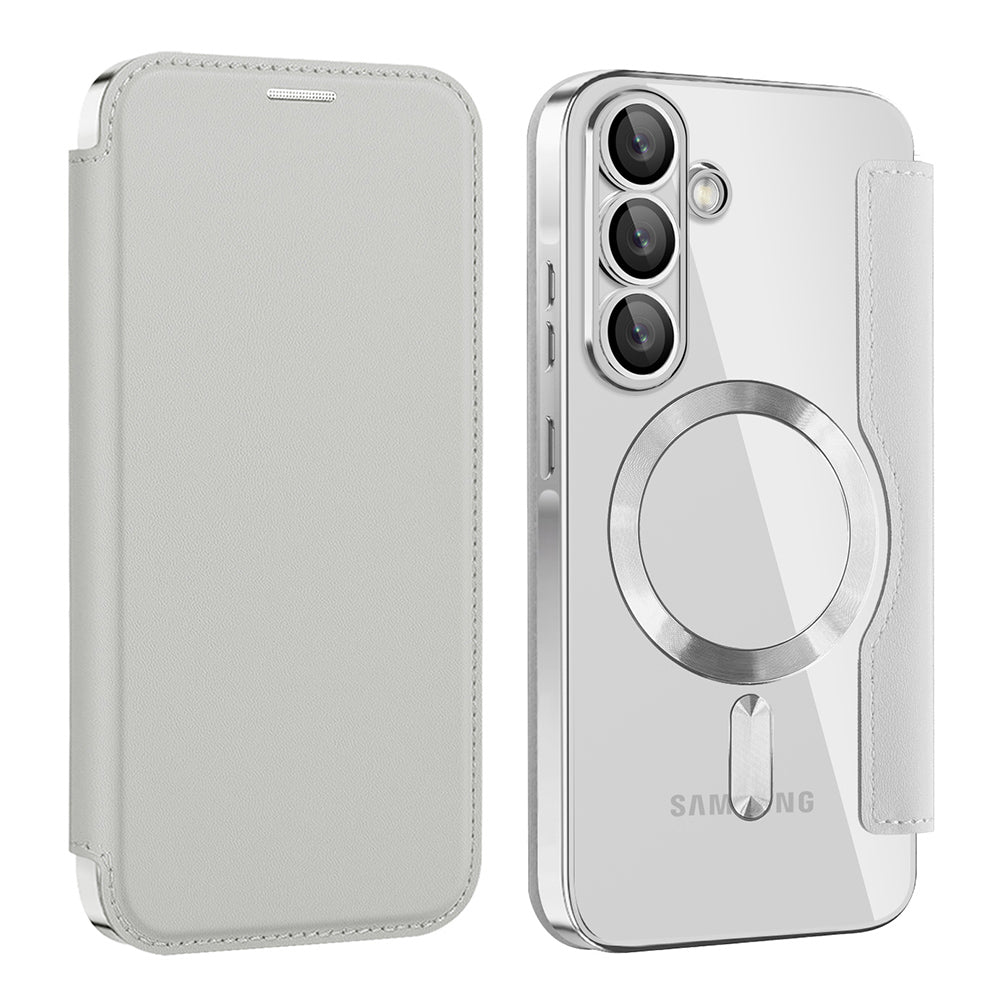 Capa MagSafe para Samsung Galaxy A56 A566, Techsuit, SmartMag Book, Cinzento