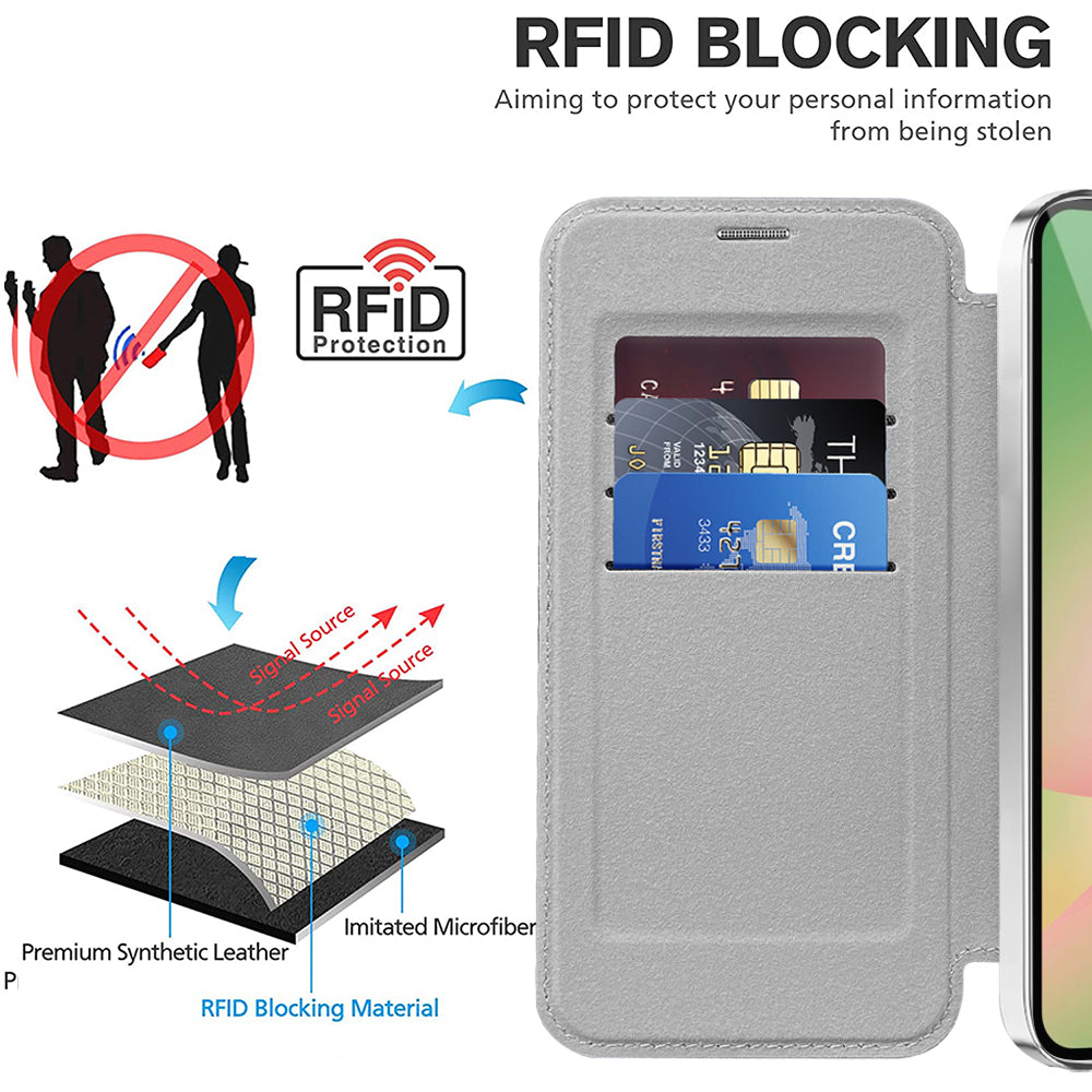 Capa MagSafe para Samsung Galaxy A56 A566, Techsuit, SmartMag Book, Cinzento