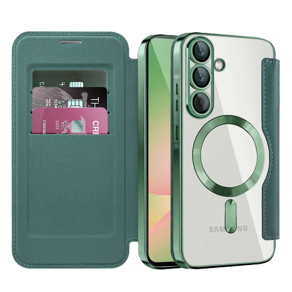 Capa MagSafe para Samsung Galaxy A56 A566, Techsuit, SmartMag Book, Verde