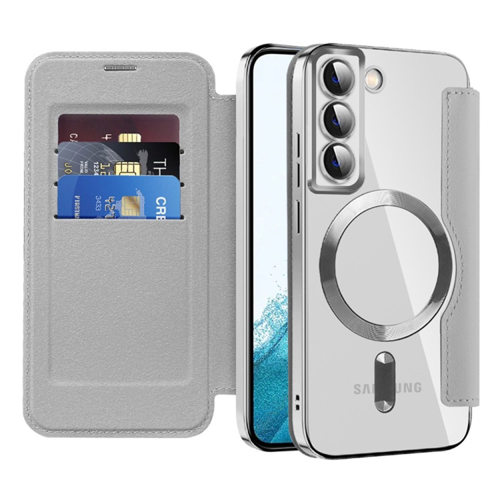 Capa MagSafe para Samsung Galaxy S22 5G S901, Techsuit, SmartMag Book, Cinzento