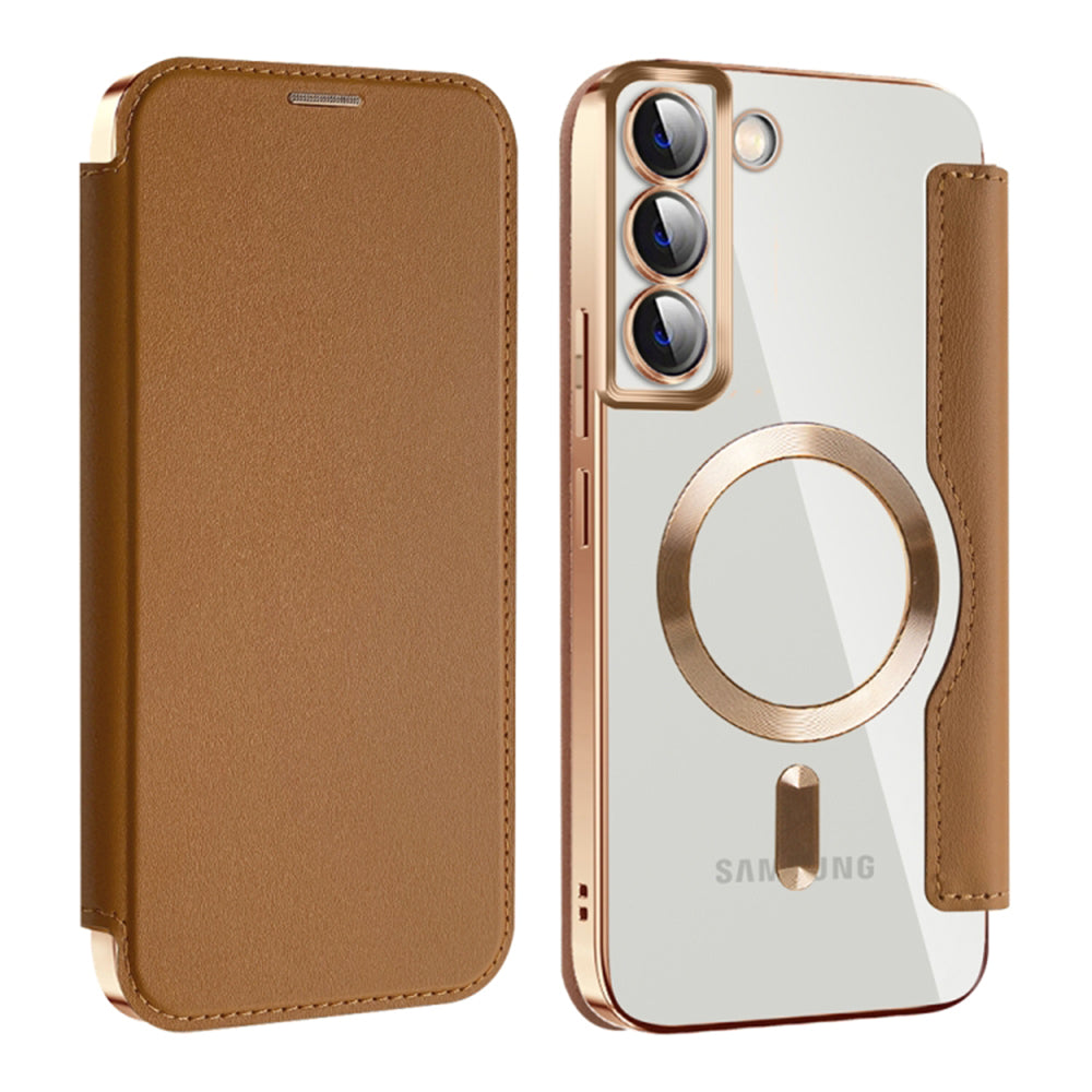 Capa MagSafe para Samsung Galaxy S22+ 5G S906, Techsuit, SmartMag Book, Castanha