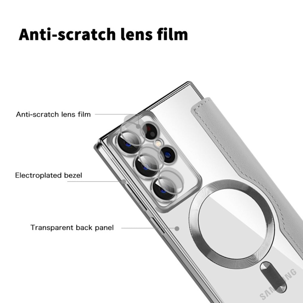 Capa MagSafe para Samsung Galaxy S22 Ultra 5G S908, Techsuit, SmartMag Book, Cinzento