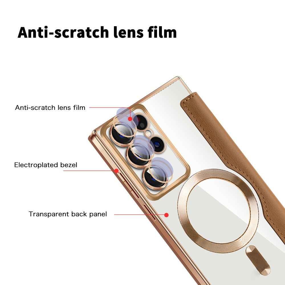 Capa MagSafe para Samsung Galaxy S22 Ultra 5G S908, Techsuit, SmartMag Book, Castanha
