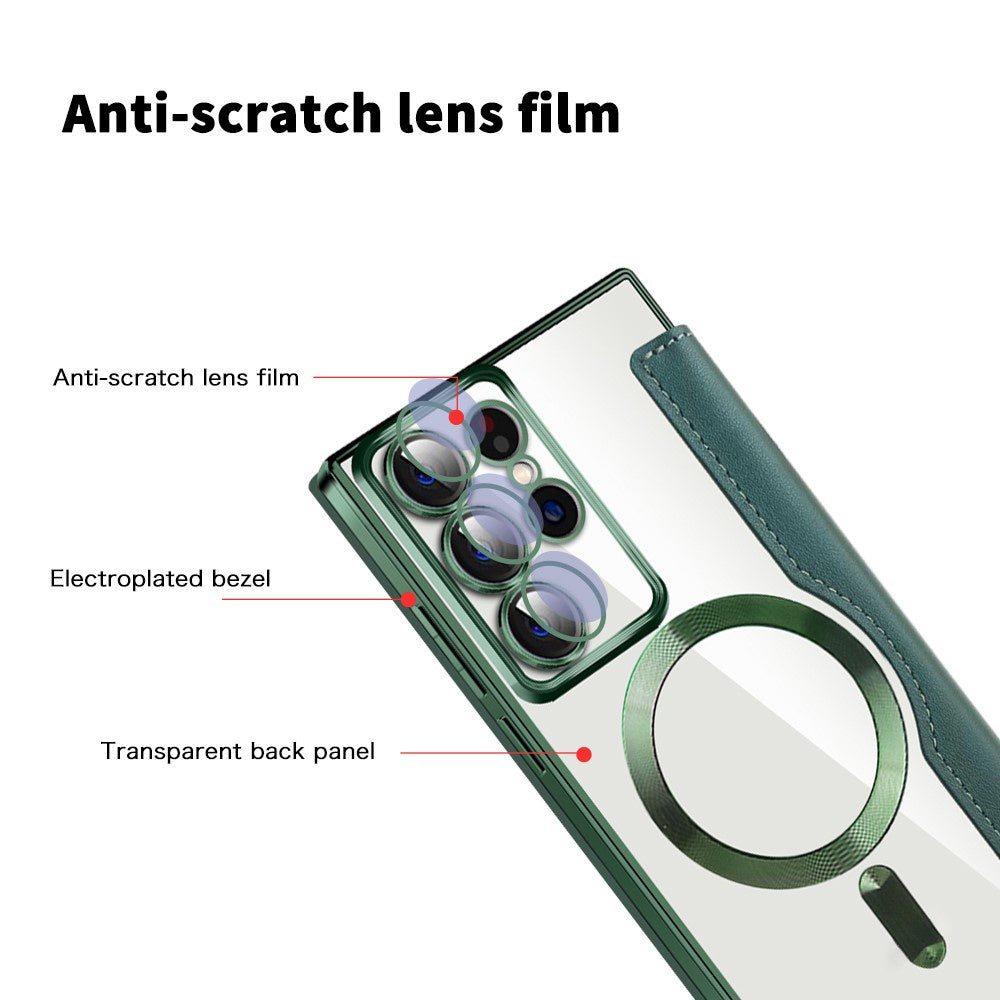 Capa MagSafe para Samsung Galaxy S22 Ultra 5G S908, Techsuit, SmartMag Book, Verde