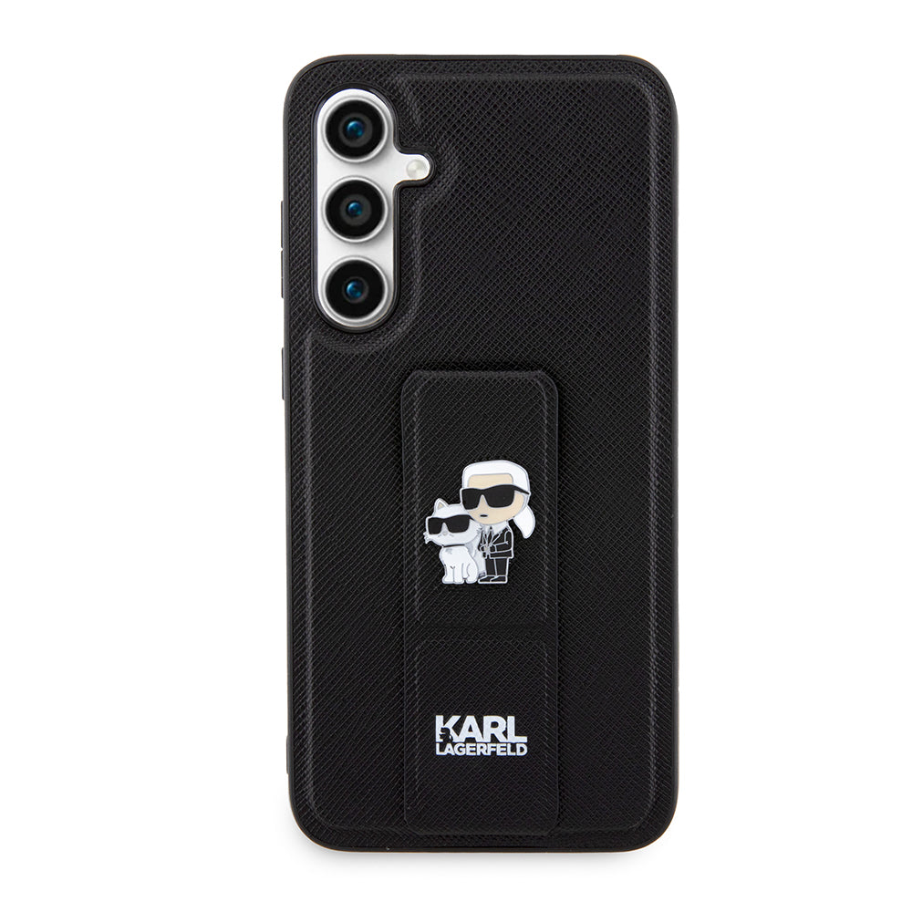 Capa MagSafe para Samsung Galaxy S23 FE S711, Karl Lagerfeld, Saffiano Gripstand Karl & Choupette, Azul.
