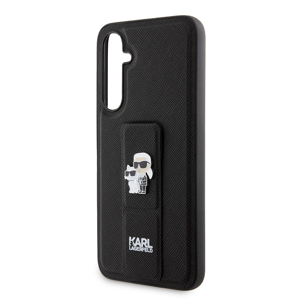 Capa MagSafe para Samsung Galaxy S23 FE S711, Karl Lagerfeld, Saffiano Gripstand Karl & Choupette, Azul.