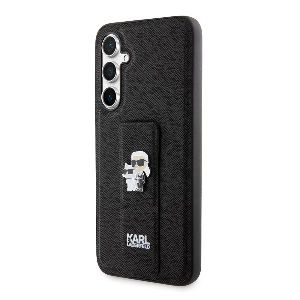 Capa MagSafe para Samsung Galaxy S23 FE S711, Karl Lagerfeld, Saffiano Gripstand Karl & Choupette, Azul.