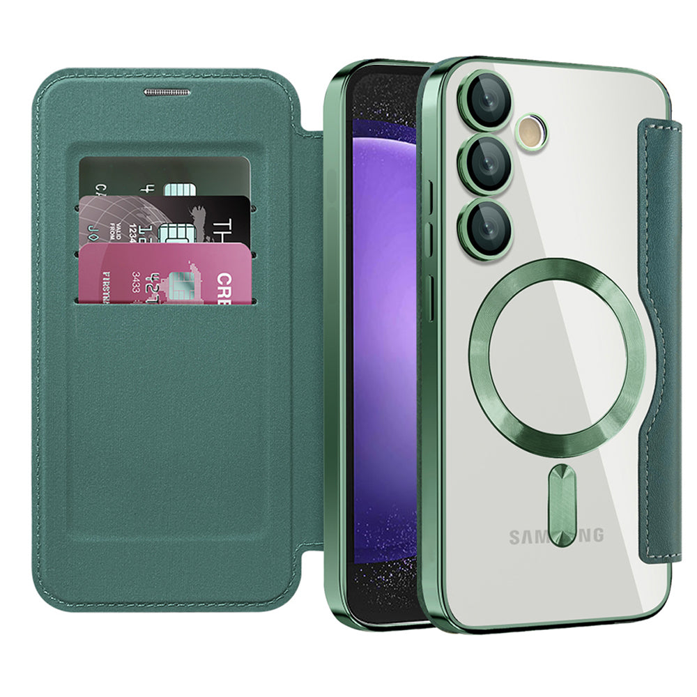 Capa MagSafe para Samsung Galaxy S23 FE S711, Techsuit, SmartMag Book, Verde