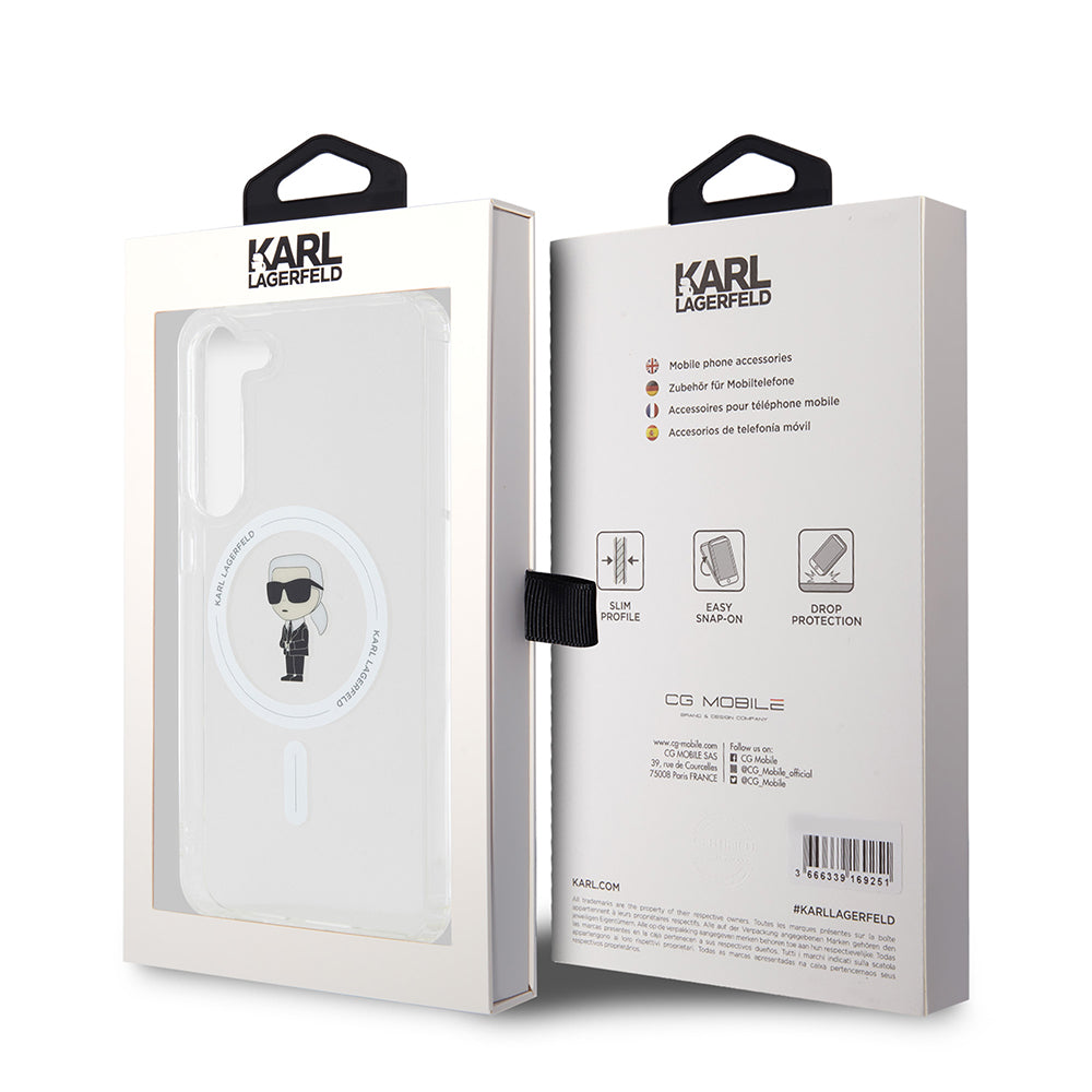 Capa MagSafe para Samsung Galaxy S23+ S916, Karl Lagerfeld, IML Ikonik Karl, Transparente