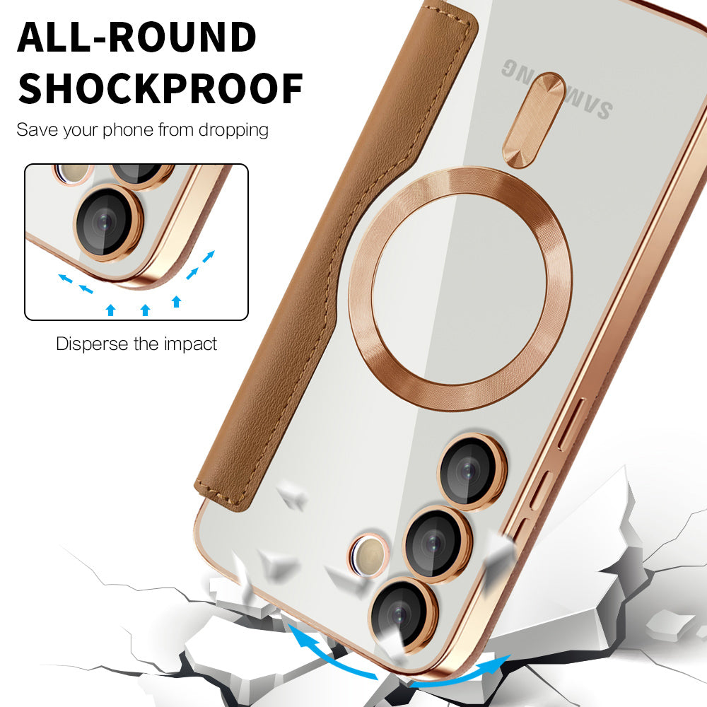 Capa MagSafe para Samsung Galaxy S24 FE S721, Techsuit, SmartMag Book, Castanha