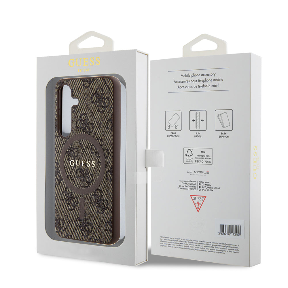 MagSafe Case for Samsung Galaxy S24 S921, Guess, 4G Collection, Brown
