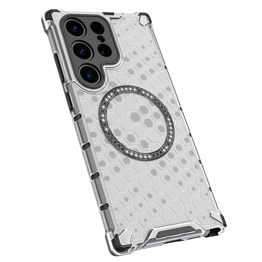Capa MagSafe para Samsung Galaxy S24 Ultra S928, Techsuit, HoneyComb Shield, Branca