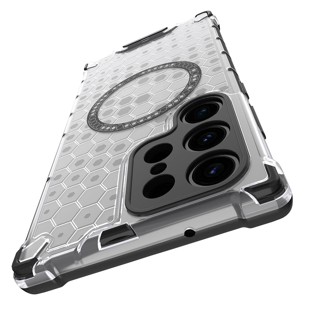 Capa MagSafe para Samsung Galaxy S24 Ultra S928, Techsuit, HoneyComb Shield, Branca