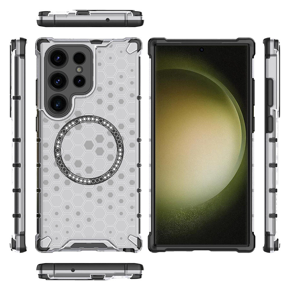 Capa MagSafe para Samsung Galaxy S24 Ultra S928, Techsuit, HoneyComb Shield, Branca