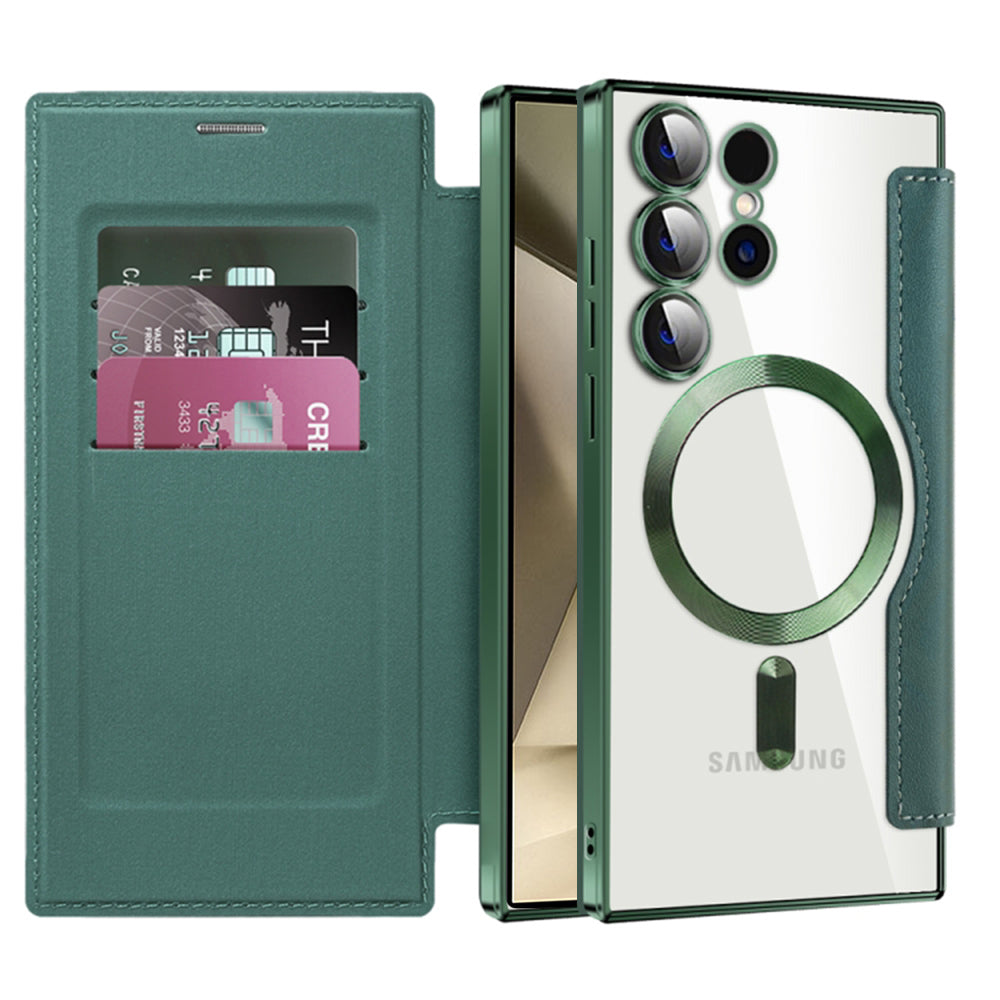 Capa MagSafe para Samsung Galaxy S24 Ultra S928, Techsuit, SmartMag Book, Verde