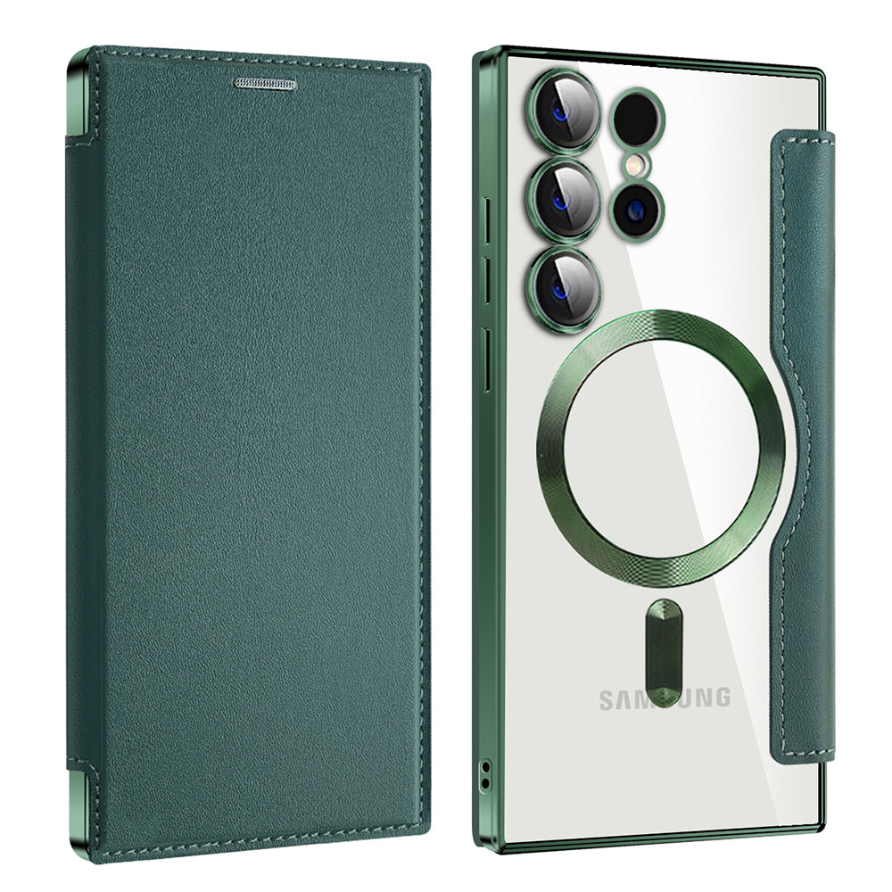 Capa MagSafe para Samsung Galaxy S24 Ultra S928, Techsuit, SmartMag Book, Verde