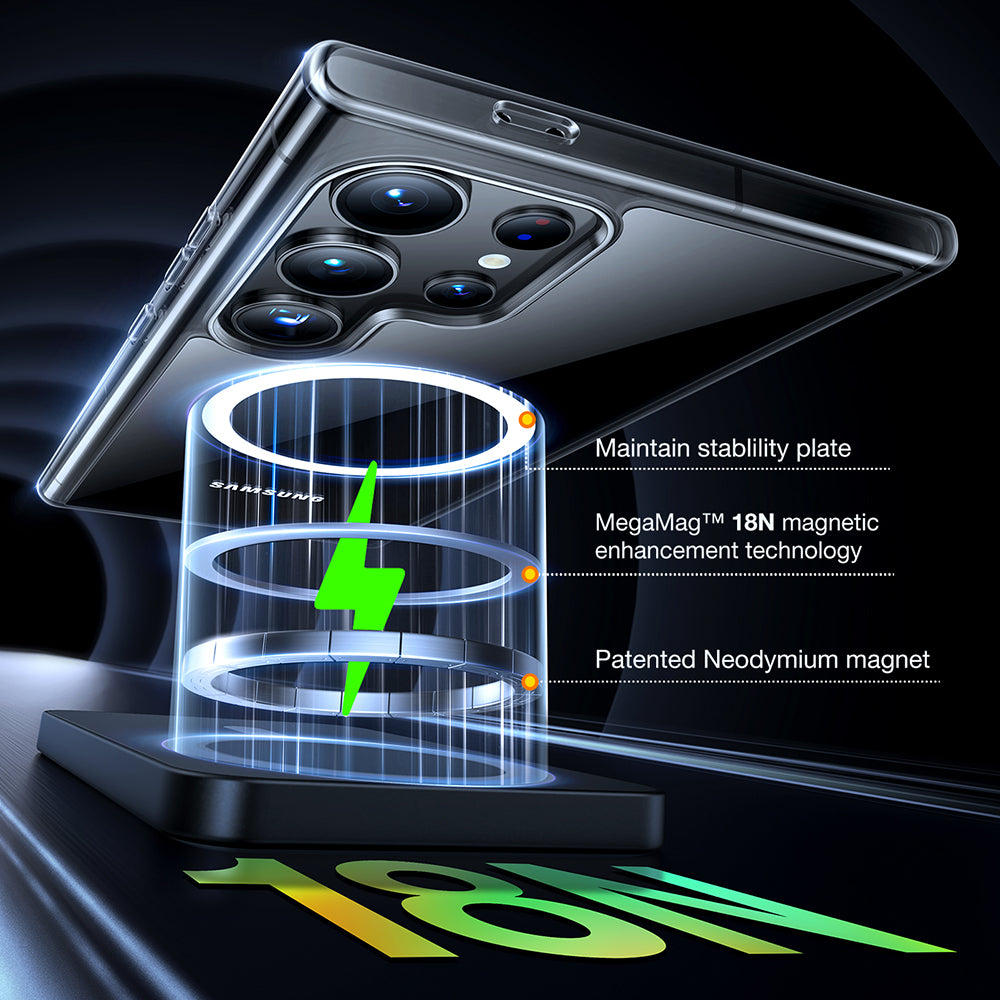 Capa MagSafe para Samsung Galaxy S24 Ultra S928, Torras, Diamond, Transparente