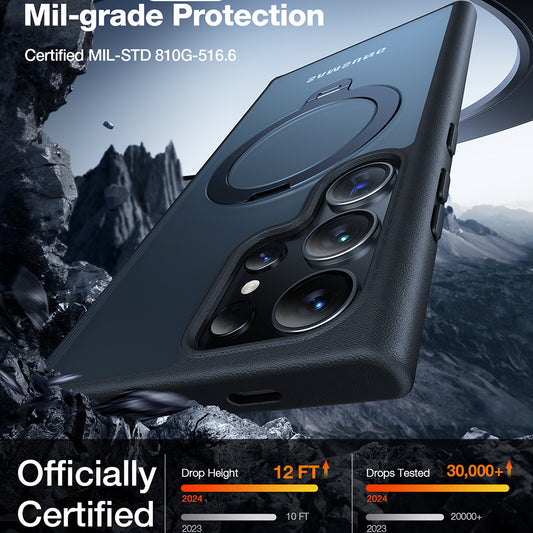 Capa MagSafe para Samsung Galaxy S24 Ultra S928, Torras, Ostand Spin, Preta