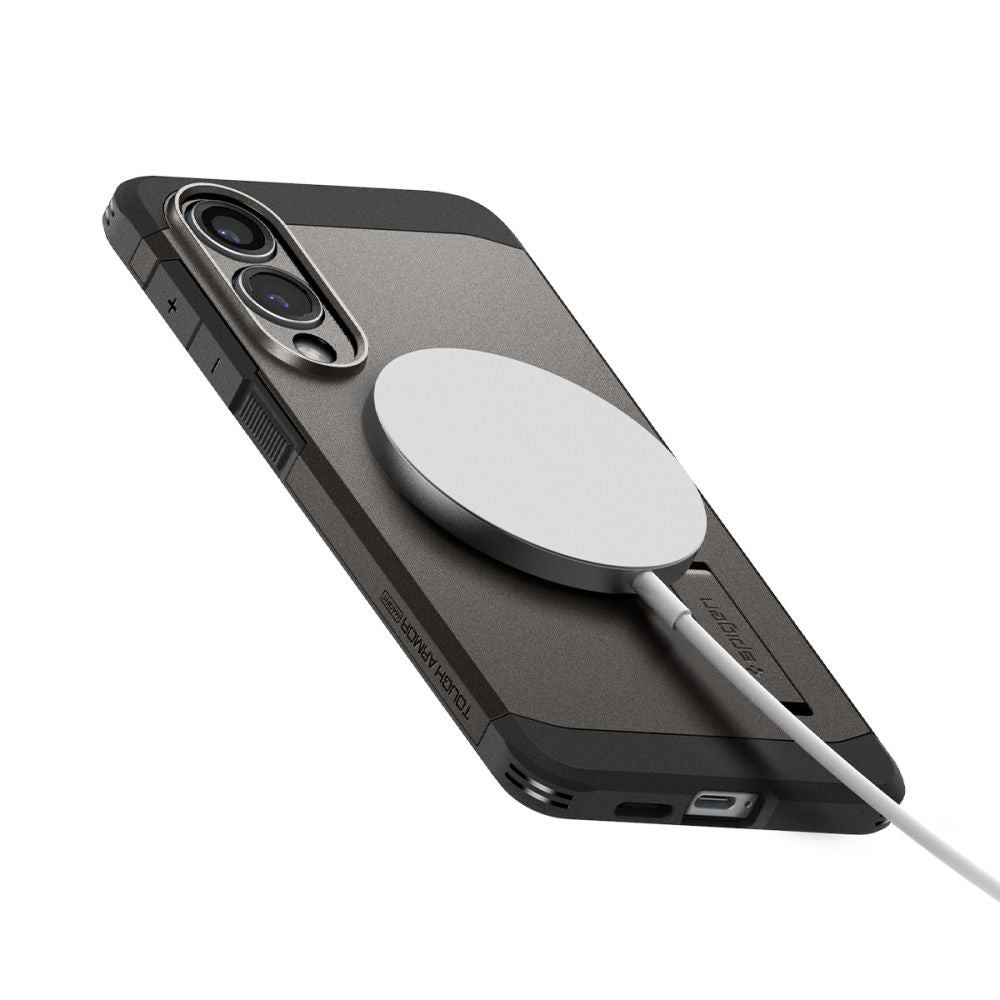 Capa MagSafe para Samsung Galaxy S25 Edge S937, Spigen, Tough Armor, Cinza ACS09423