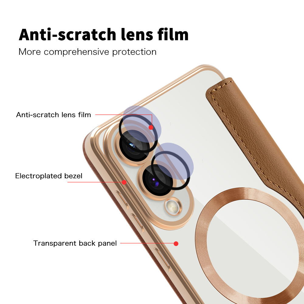 Capa MagSafe para Samsung Galaxy S25 Edge S937, Techsuit, SmartMag Book, Castanha