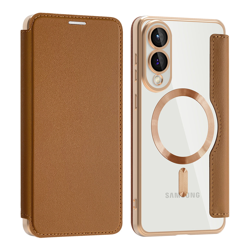 Capa MagSafe para Samsung Galaxy S25 Edge S937, Techsuit, SmartMag Book, Castanha