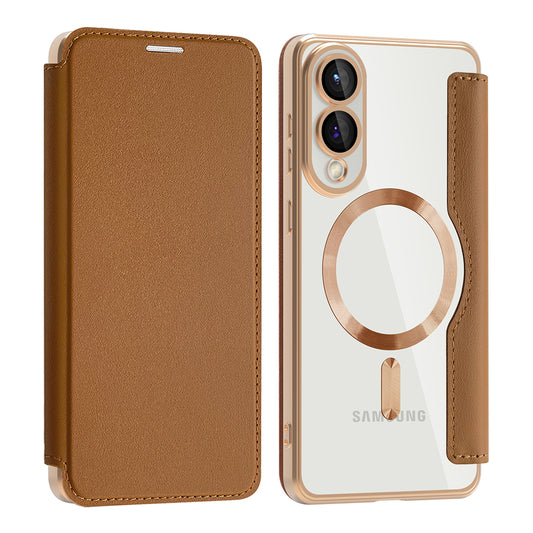 Capa MagSafe para Samsung Galaxy S25 Edge S937, Techsuit, SmartMag Book, Castanha