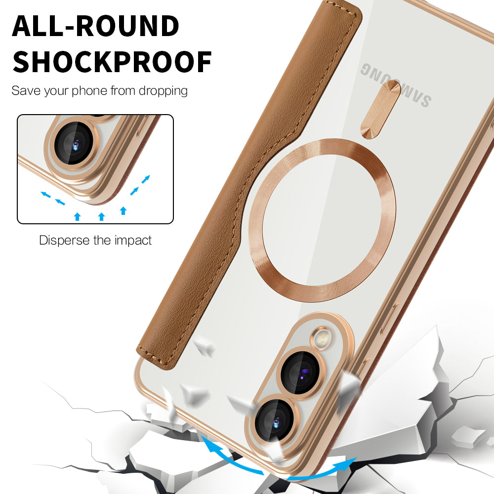 Capa MagSafe para Samsung Galaxy S25 Edge S937, Techsuit, SmartMag Book, Castanha